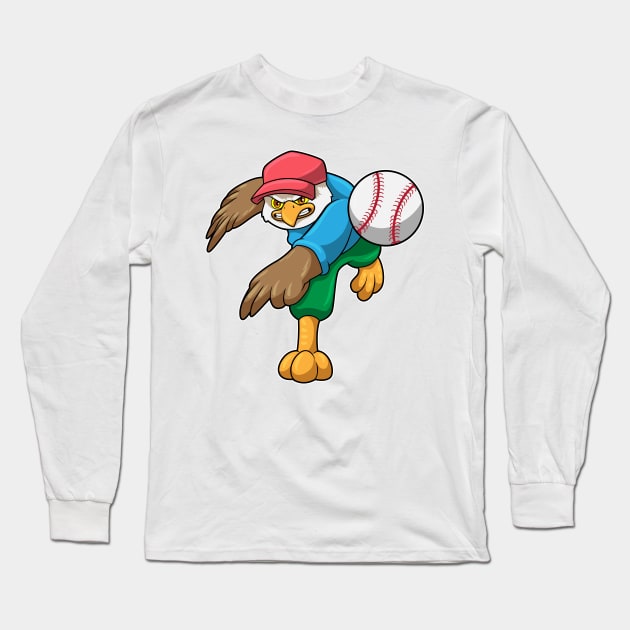 Hawk at Baseball with Baseball bat Long Sleeve T-Shirt by Markus Schnabel